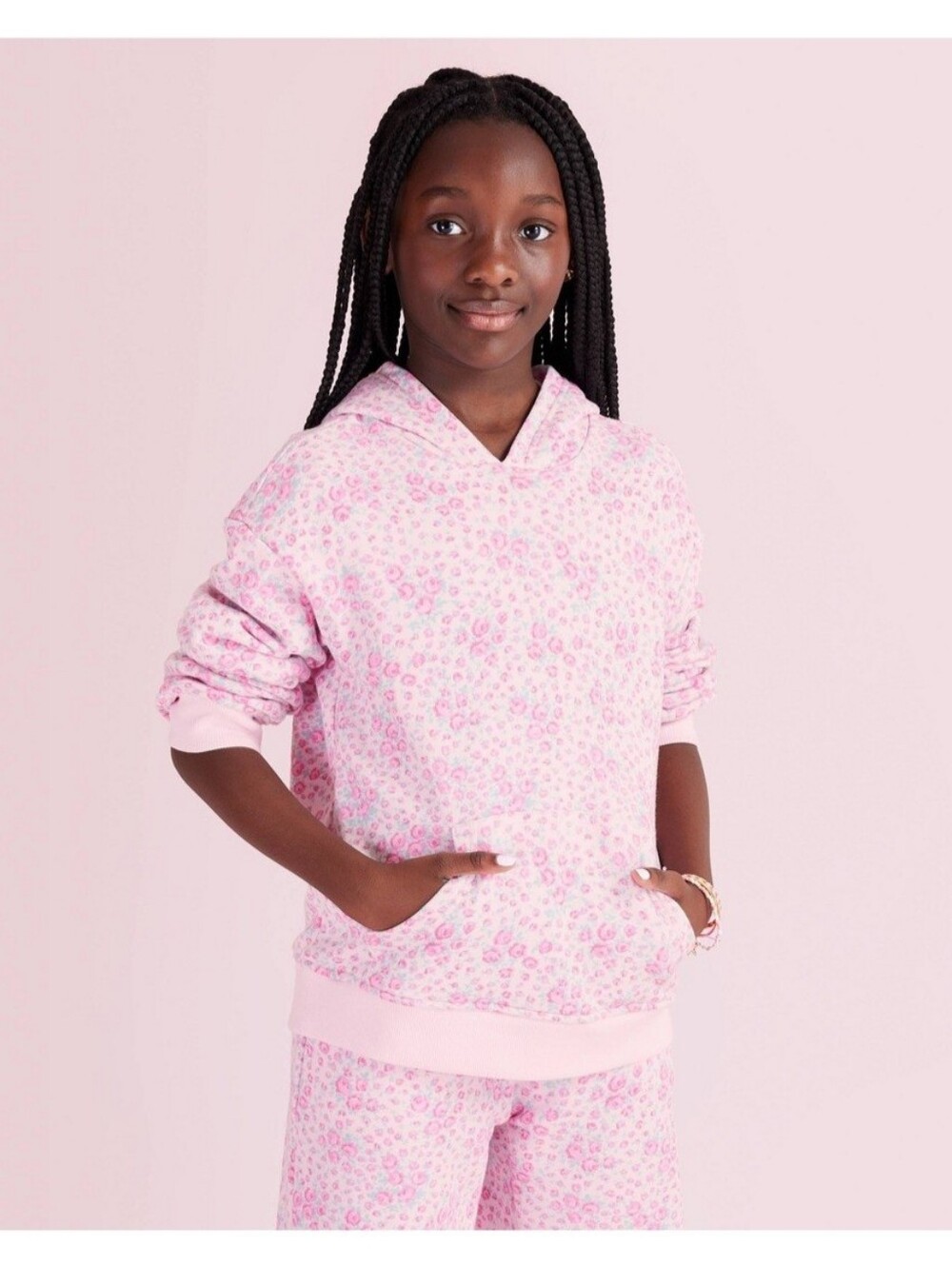 NWT LoveShackFancy x Target Girls Sophia Roseheart French Terry Hoodie - Pink- M